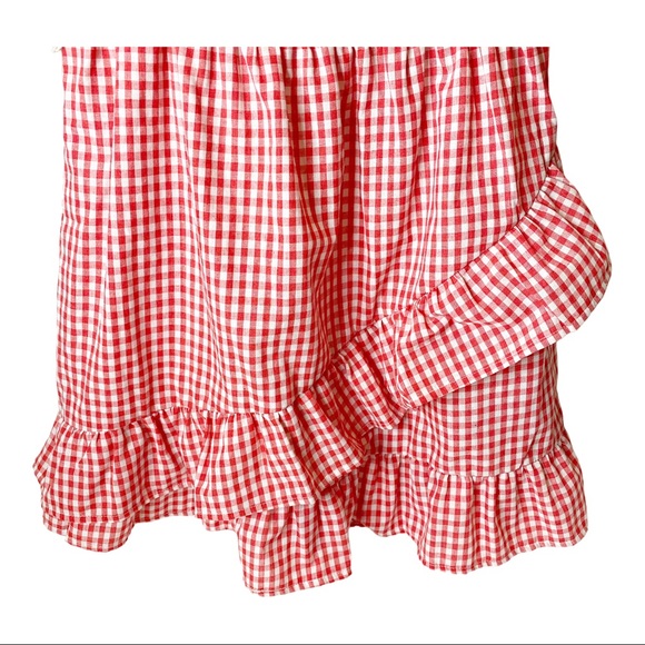 Alot Red Checked Cottage Core Ruffled Dress - Picture 4 of 6